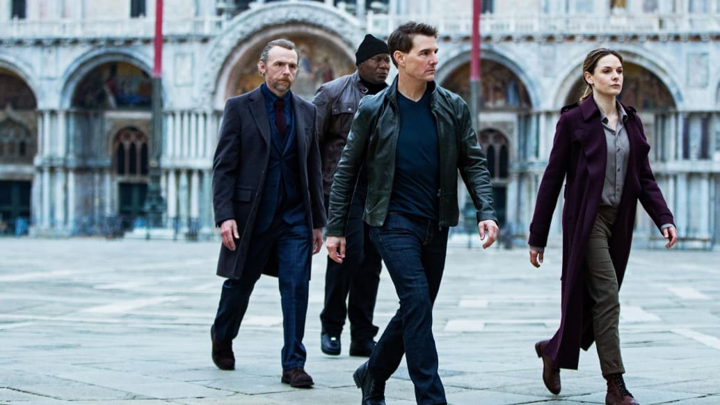 A photo including Tom Cruise and other cast members from the film Mission Impossible.