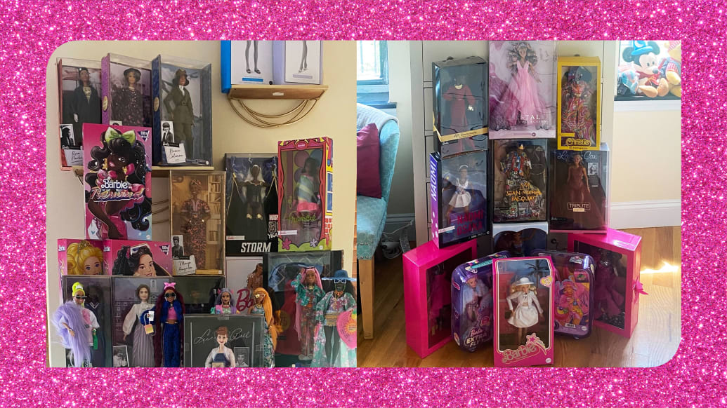 A photo including a collection of Toy Barbie Dolls