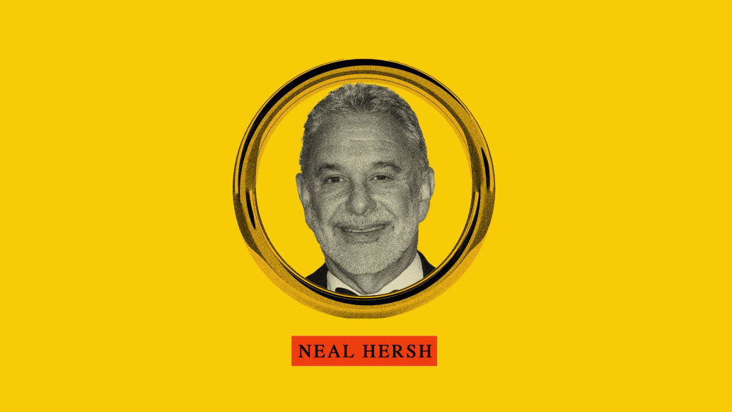 Photo illustration of lawyer Neal Hersh collaged into an wedding ring.