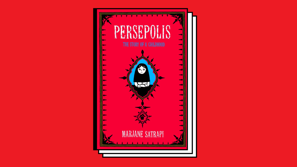 A photo illustration of the book Persepolis by Marjane Satrapi.