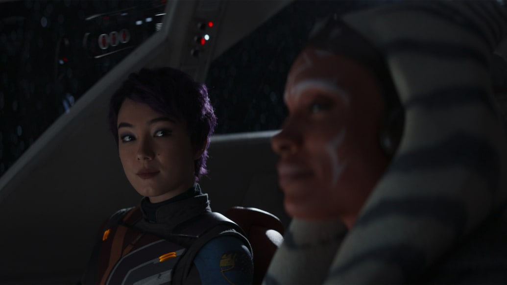  Natasha Liu Bordizzo and Rosario Dawson in Star Wars: Ahsoka.