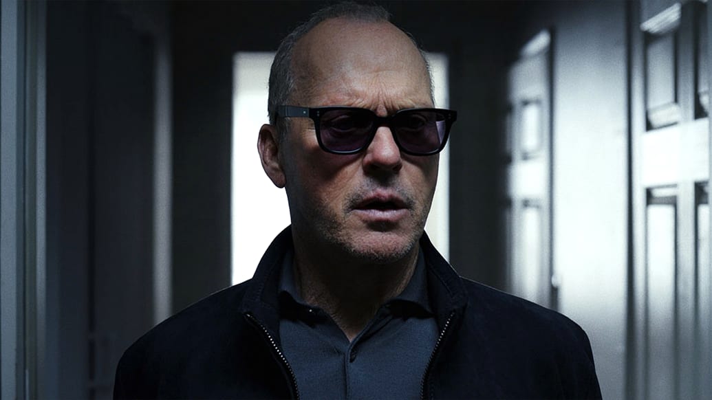 A production still of Michael Keaton in Knox Goes Away.