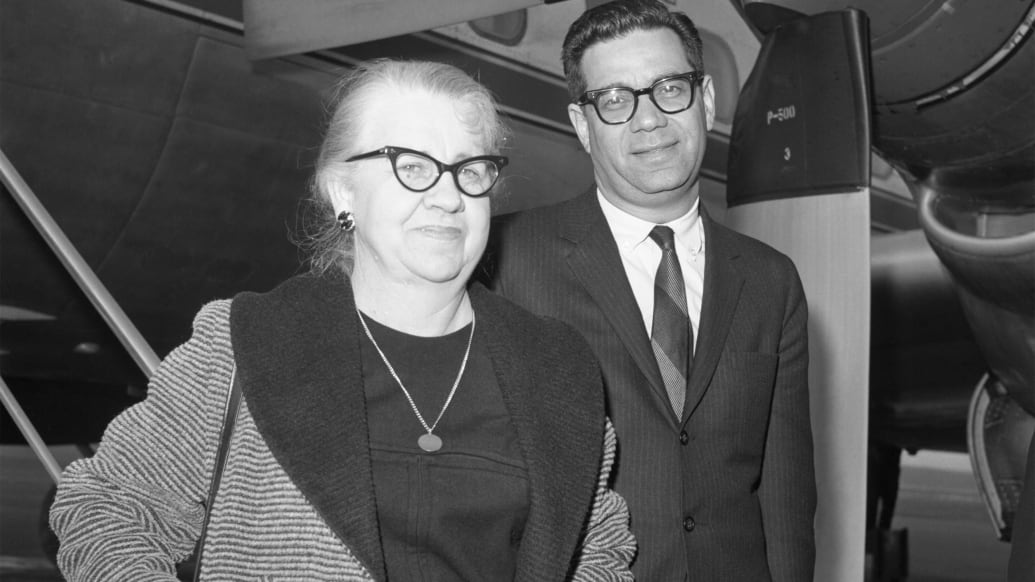 Marguerite Oswald, mother of slain accused presidential assassin Lee Harvey Oswald, in New York with attorney Mark Lane.