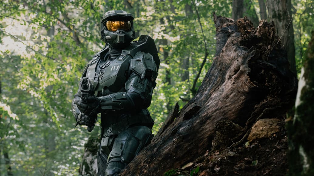 A photo including a still from the series Halo on Paramount+ 