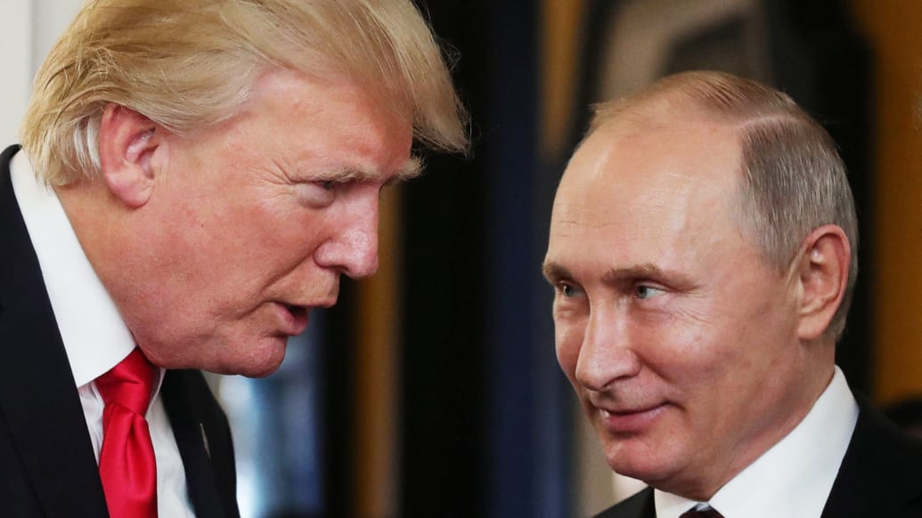 A photo including former U.S. President Donald Trump and Putin