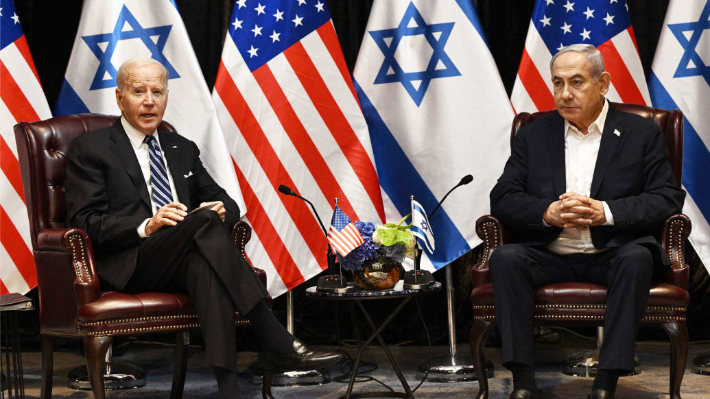 A photo including U.S. President Joe Biden and Israel's Prime Minister Benjamin Netanyahu