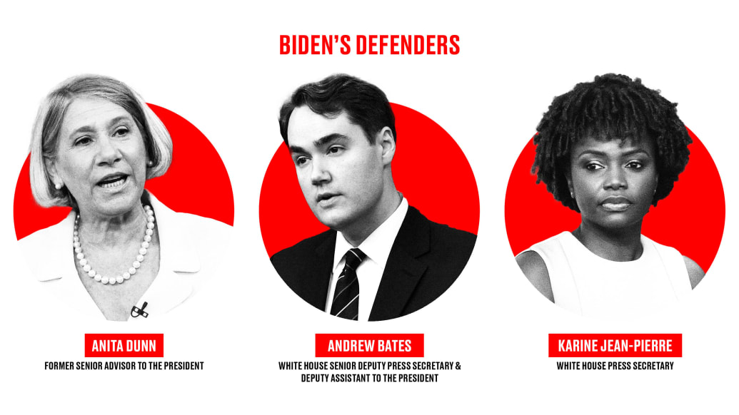 Photo illustration of three of Biden's defenders