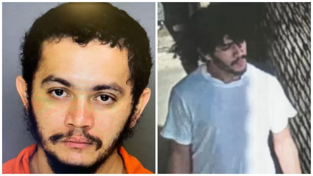 Danelo Cavalcante pictured after his 2021 arrest (left) and on the day of his escape from jail last month (right).