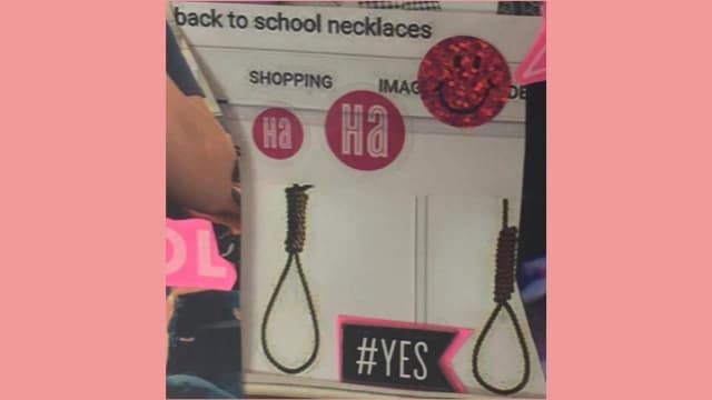 A picture of two nooses as seen in a schoolroom collage on Long Island in 2019.