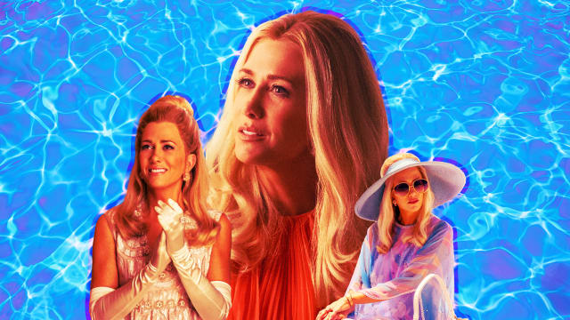 A photo illustration of Kristen Wiig in Palm Royale.