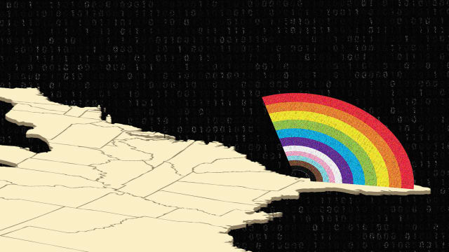  A photo illustration showing an LGBTQ+ rainbow leaving Florida.