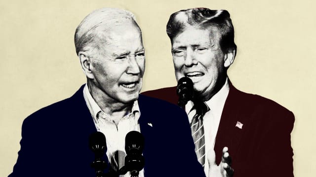 A photo illustration showing Donald Trump and Joe Biden.