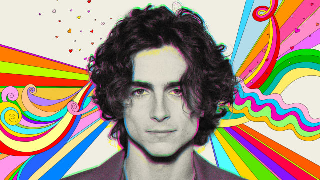 Illustration of Timothee Chalamet with Psychedelic background