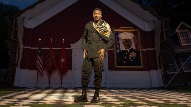 Ato Blankson-Wood performing Hamlet in Central Park during The Public’s Free Shakespeare in the Park