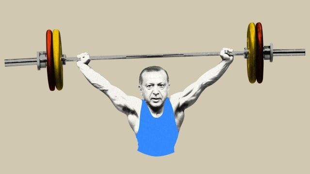 Photo illustration gif of Recep Tayyip Erdoğan, the president of Turkey, Benjamin Netanyahu, the Prime Minister of Israel, and former US president Donald Trump, as strongmen