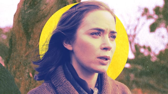 A photo illustration of Emily Blunt in the movie Oppenheimer.