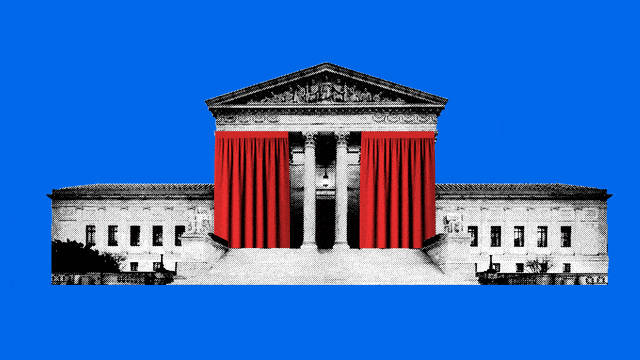A gif of curtains closing over the Supreme Court