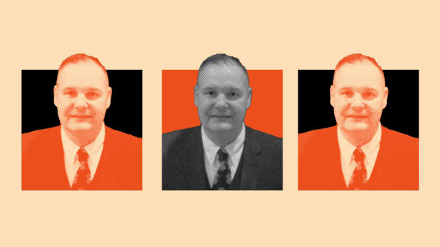 A photo illustration of PJ Herbert in a triptych in black and orange.