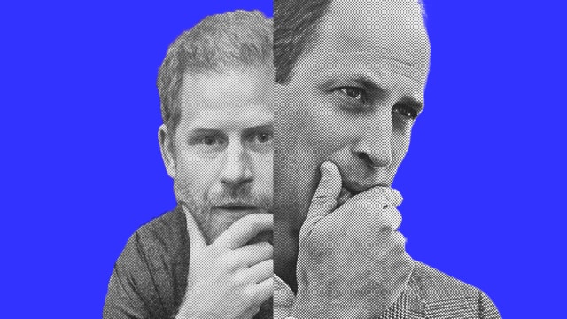 A photo illustration of Prince William and Prince Harry in a split screen