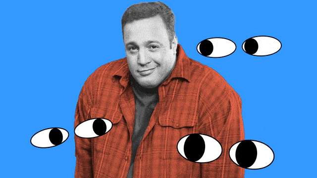 A gif of Kevin James with illustrated around him