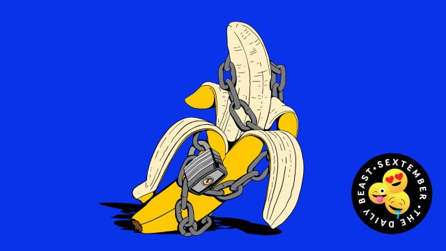 Illustration of a peeled banana with a lock and chains wrapped around it