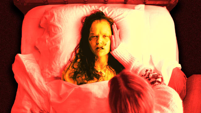 A photo illustration of Olivia O'Neill in The Exorcist: Believer.