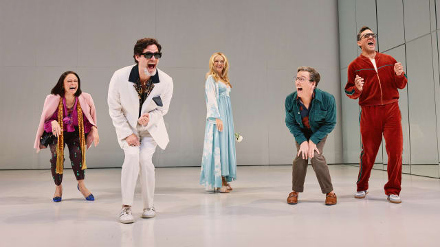 Amber Gray, Steven Pasquale, Rachel Bay Jones, Jeremy Shamos, and Bobby Cannavale in 'Here We Are.'