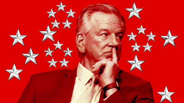 A photo illustration of Sen. Tommy Tuberville and military insignia rank.
