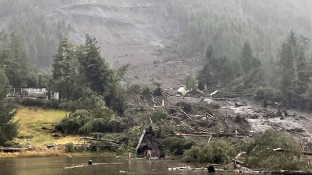 The aftermath of a landslide in Wrangell, Alaska on Tuesday, Nov. 21, 2023.