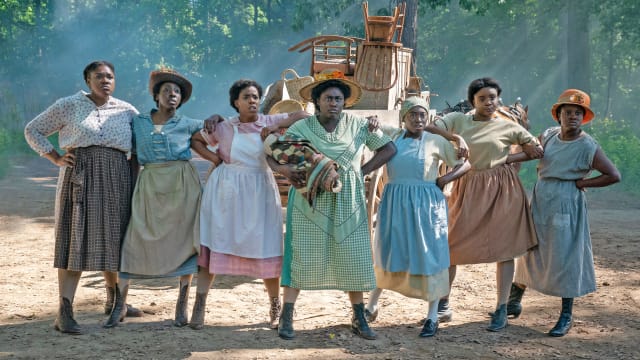 A still of the cast of The Color Purple standing in a line