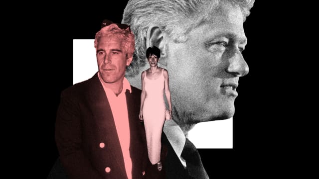 A photo illustration of Bill Clinton, Jeffrey Epstein, and Ghislaine Maxwell