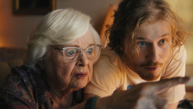 Photo still of June Squibb and Fred Hechinger in Thelma