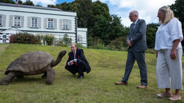 Prince Edward meets the world’s oldest land animal