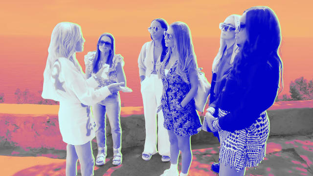 A photo illustration of the cast of RHOBH in Spain.