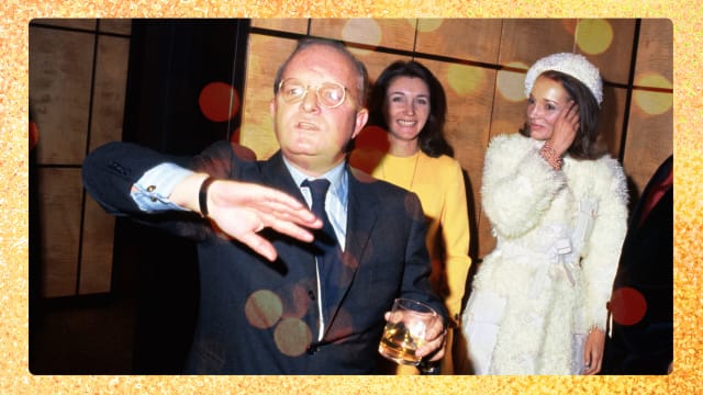 A photo illustration showing Truman Capote, attending a reception at Four Seasons following a screening of his new film, with Mrs. Johnny Carson, and Princess Lee Radziwill in 1969.