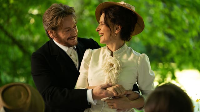 A photo including Juliette Binoche as “Eugénie” and Benoît Magimel as “Dodin” in the film The Taste of Things by IFC Films