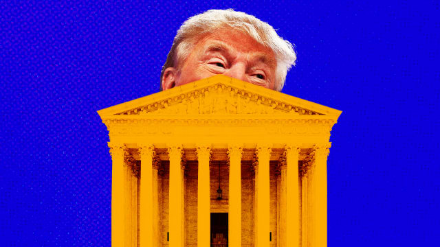  A photo illustration of former President Donald Trump and the Supreme Court.