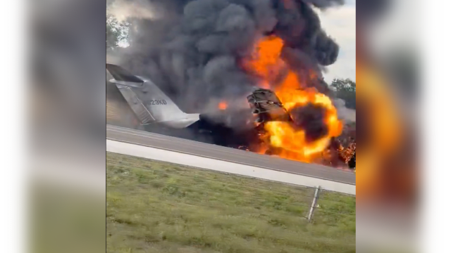 A screengrab of a video that showed a plane crash in southwest Florida.