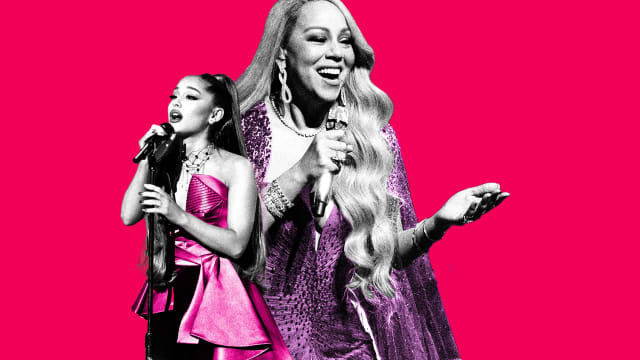 A photo illustration of Ariana Grande and Mariah Carey