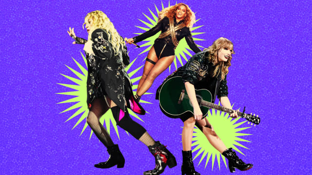 A photo illustration of Madonna, Beyonce, and Taylor Swift.