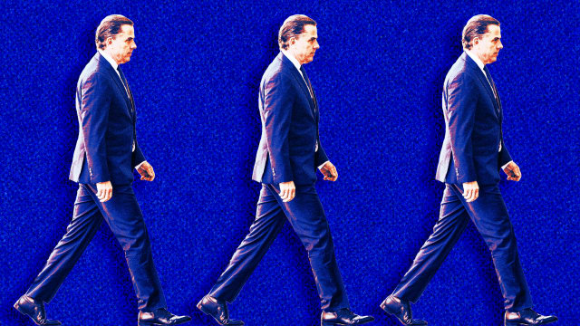 A photo illustration of Hunter Biden walking.