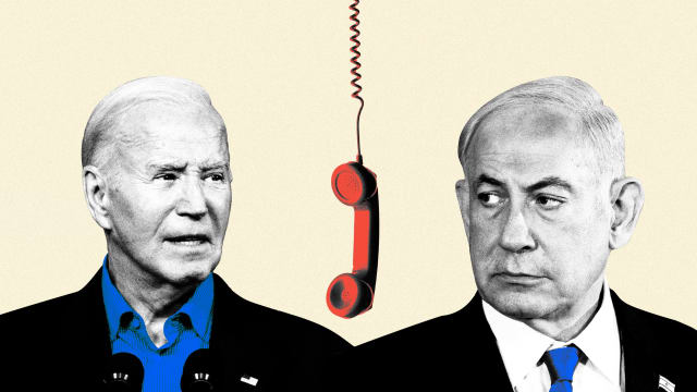 An illustration including Joe Biden and Benjamin Netanyahu