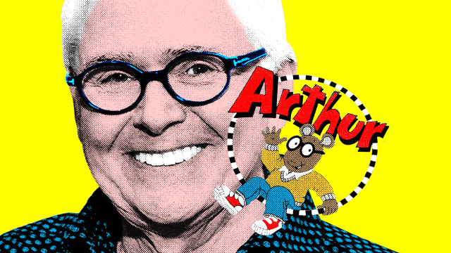 A photo illustration of Marc Brown with Arthur