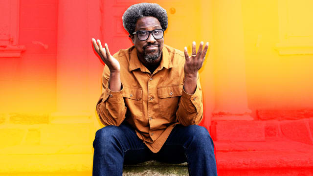 An illustration including a photo of W. Kamau Bell