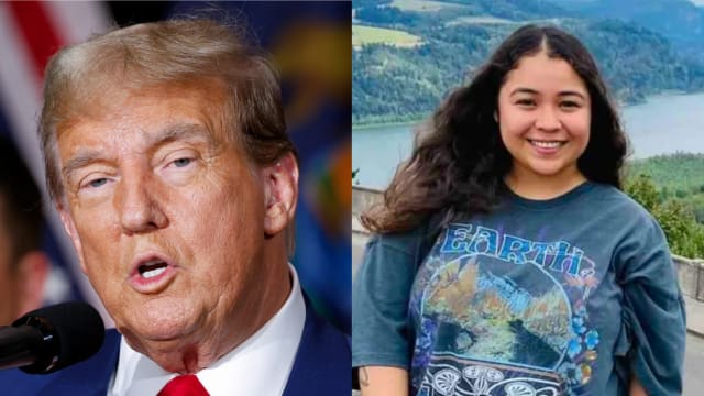 Side-by-side photos of Donald Trump and slain Michigan woman Ruby Garcia.