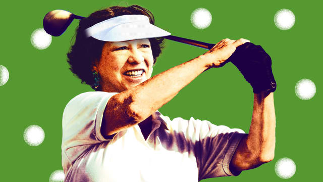 Photo illustration of Sonia Sotomayor playing golf