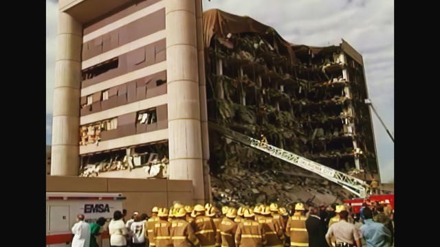 A photo including The Alfred P. Murrah Federal Building in Oklahoma City on April 19, 1995