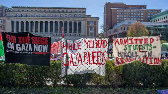 A photo of protest signs at Columbia