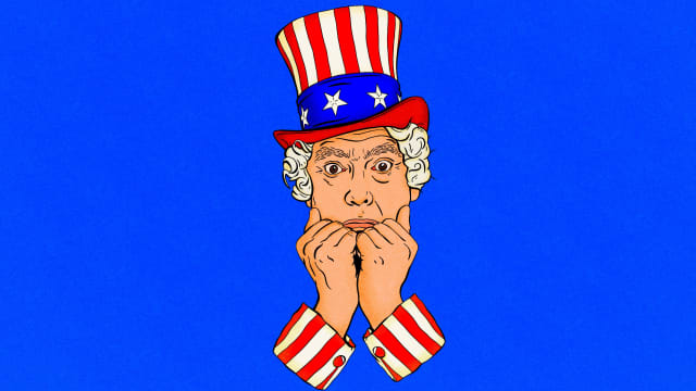 Illustration of a scared Uncle Sam