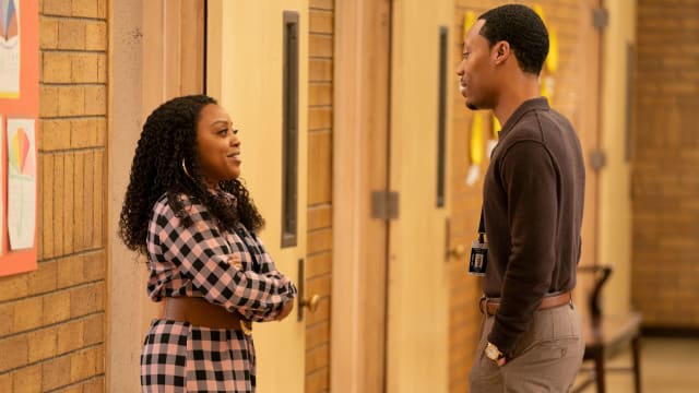 A photo including Quinta Brunson and Tyler James Williams in the series Abbott Elementary on ABC